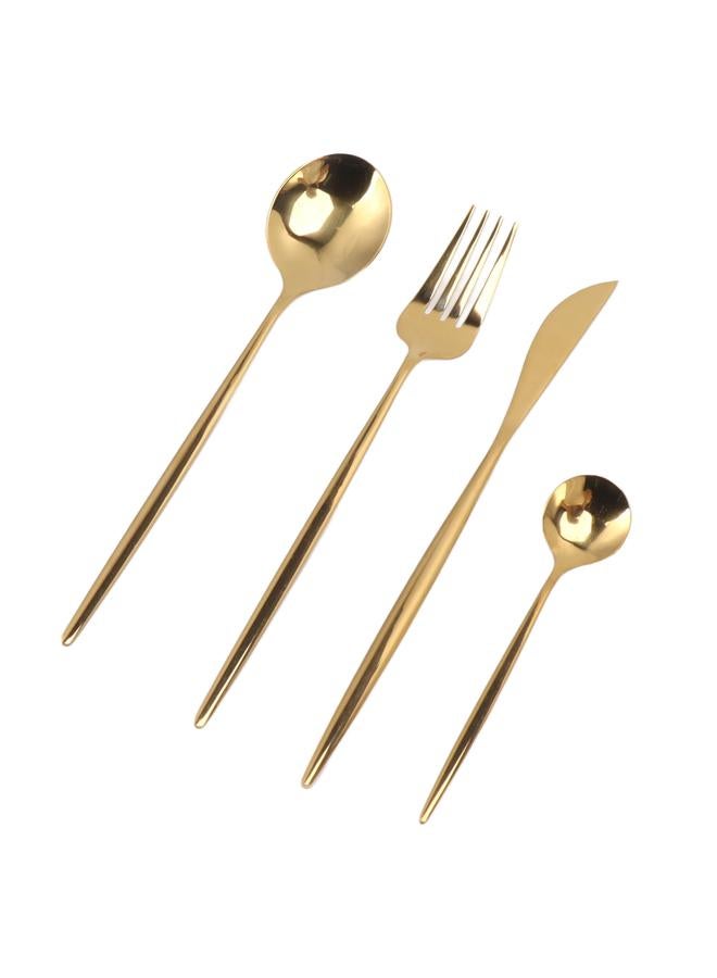 4 Piece Flatware Set Mirror Polished Cutlery Utensil Set Restaurant Eating Tableware Set for Restaurant Home Gold - Image 2