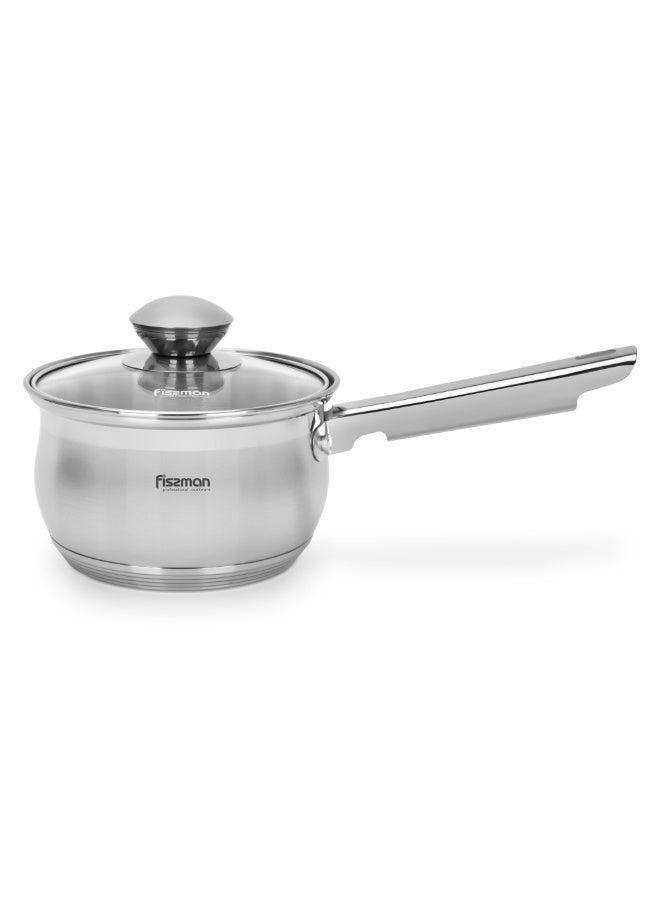 Fissman Saucepan with Glass Lid 14x8.5cm / 1.1L, Stainless Steel 18/10 INOX30 Sauce pan Felina Series, Induction Bottom Suitable for all Cooktops for Simmering Soups, Steaming (Dishwasher Safe) - Image 5