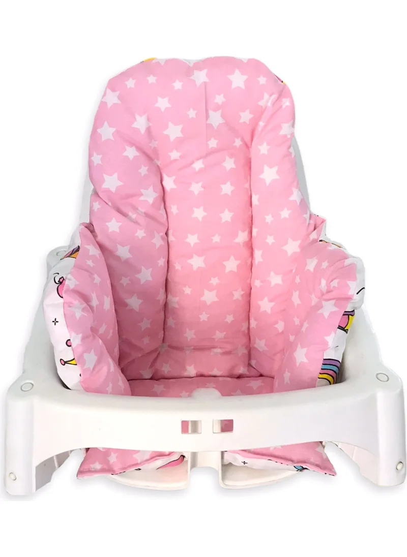 Bebek Özel Baby Special Infant/kids Highchair Cushion with White Unicorn and Pink Star