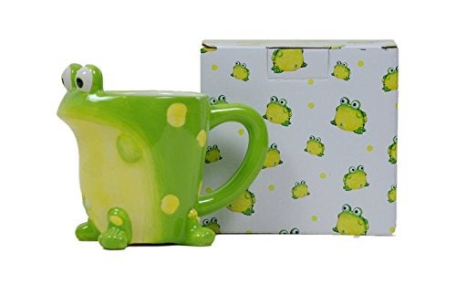 burton+BURTON Burton Frog Coffee Mug with Gift Box Green Porcelain Ceramic Cup with Large Handle 10 oz Capacity 
