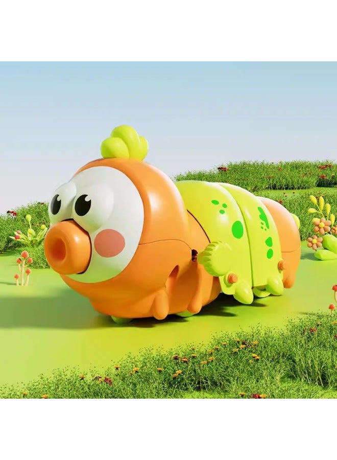 Children's Caterpillar Coil Toy Baby Fun Simulation Baby Chain Small Animals Early Education Crawling Move And Run-Color:[vibrant Orange] Telescopic Caterpillar  - Image 1