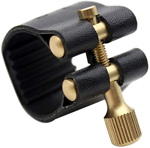 Jiayouy Professional Alto Sax Saxophone Mouthpiece Leather Ligature Fastener Black - Image 1