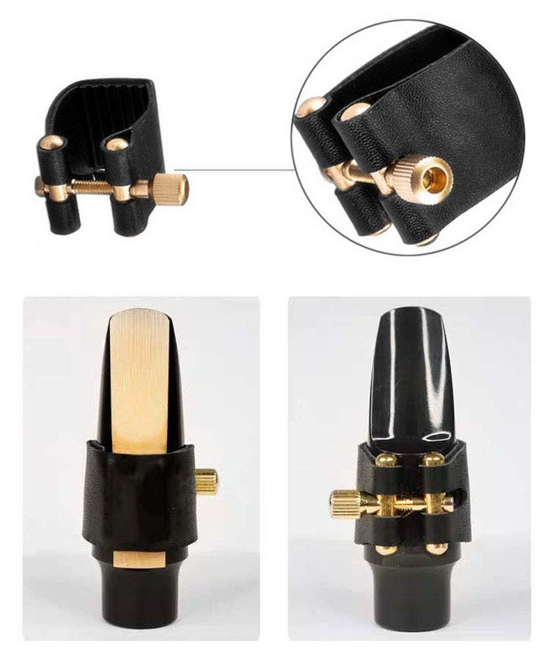 Jiayouy Professional Alto Sax Saxophone Mouthpiece Leather Ligature Fastener Black - Image 5