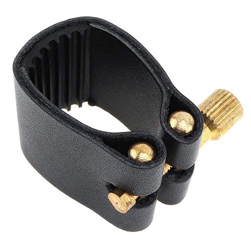 Jiayouy Professional Alto Sax Saxophone Mouthpiece Leather Ligature Fastener Black - Image 2