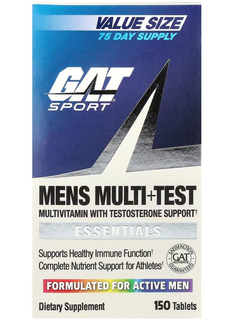 GAT SPORT Mens Multi+Test Vitamin, 150 Tablets, Supports Healthy Immune Function  - Image 1