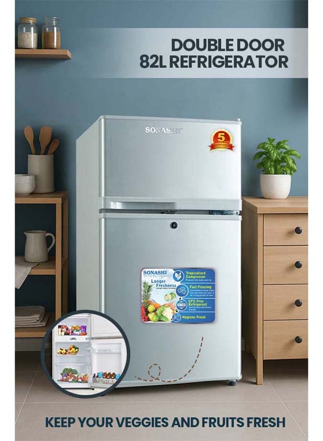 SONASHI 82 Liters Double Door Refrigerator SFD-105 Silver - Image 3