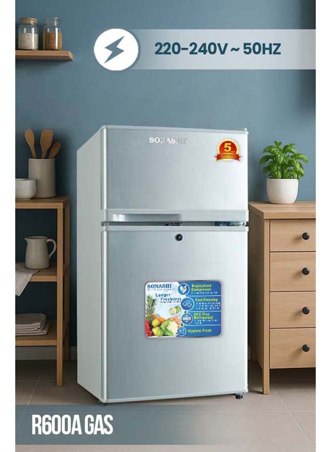 SONASHI 82 Liters Double Door Refrigerator SFD-105 Silver - Image 5