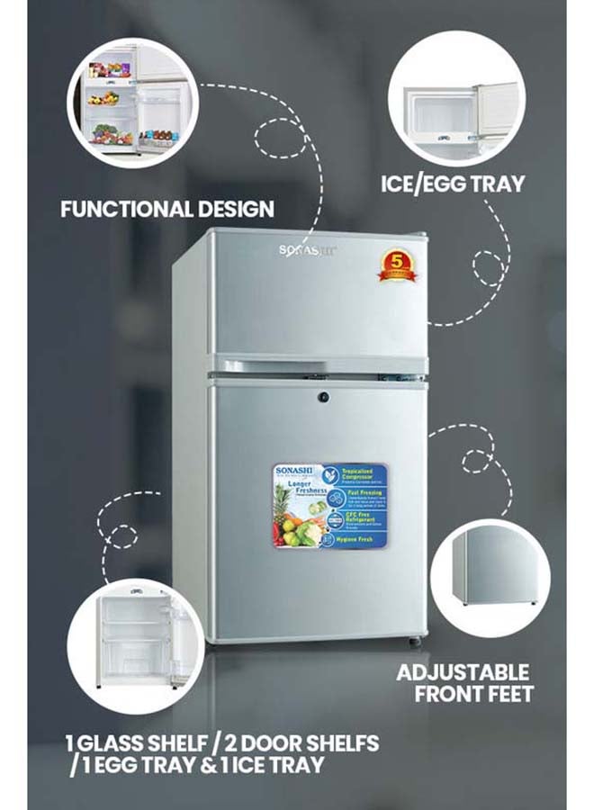 SONASHI 82 Liters Double Door Refrigerator SFD-105 Silver - Image 4