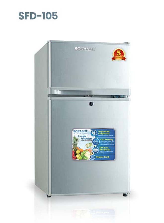 SONASHI 82 Liters Double Door Refrigerator SFD-105 Silver - Image 2