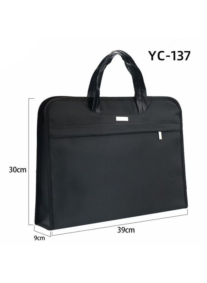 HELPS A4 Satchel Document Bag Customized Large-capacity Multi-functional Document Bag Oxford Cloth Double Zipper Information Conference Briefcase - Image 1