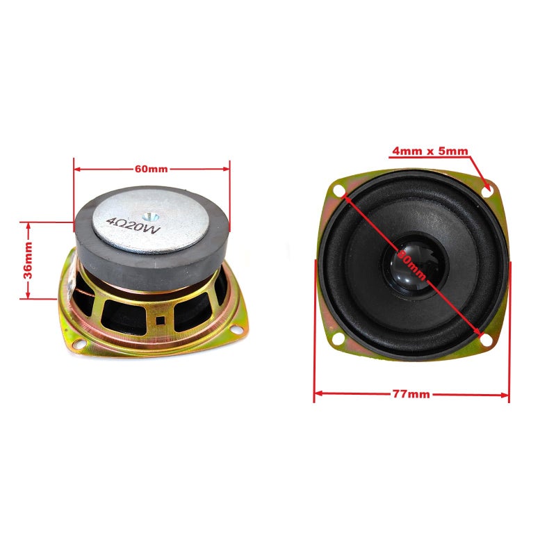 Gikfun 3â€ 4Ohm 20W Full Range Audio Speaker Stereo Woofer Loudspeaker for Arduino Replacement DIY (Pack of 2pcs) EK2173 - Image 3