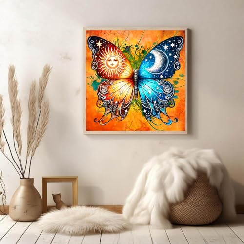 Meothan Diamond Painting Kits for Adults Beginners - Butterfly Sun Moon Diamond Art Kits for Adults, Full Drill DIY 5D Diamond Gem Art Dots Painting Crafts Kits for Home Wall Decor 12x12in - Image 2