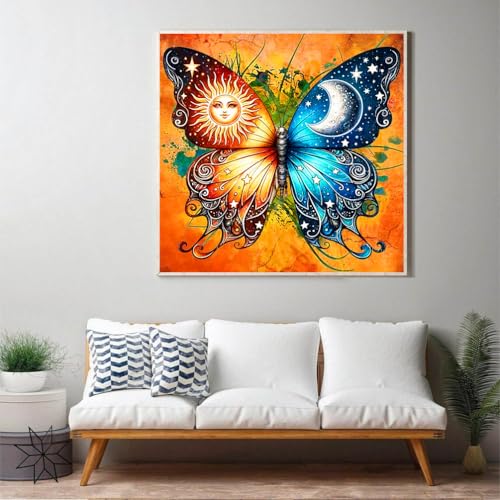Meothan Diamond Painting Kits for Adults Beginners - Butterfly Sun Moon Diamond Art Kits for Adults, Full Drill DIY 5D Diamond Gem Art Dots Painting Crafts Kits for Home Wall Decor 12x12in - Image 4