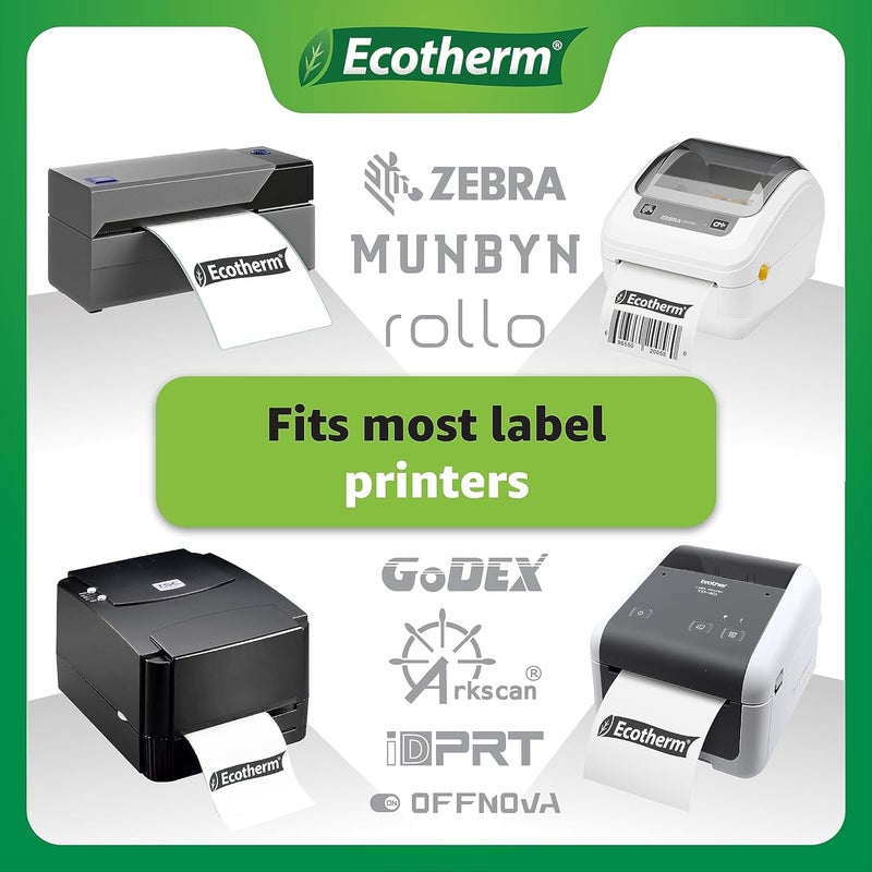 Ecotherm 3" x 2" Thermal Labels | 6 Rolls | 7440 Labels | fits Zebra, Munbyn, Rollo, Godex, Arkscan, iDPRT, Offnova Thermal Label Printers and More | Blank White Adhesive Stickers by - Image 5