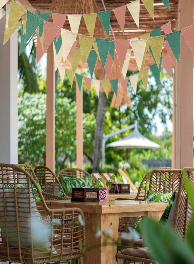 CROWNOS Sage Green Pennant Banner Flags, Green Pink Beige Triangle Garland for Greenery Boho Wedding, Engagement,Bridal Shower, Baby Shower, Neutral Birthday Decorations - Image 5