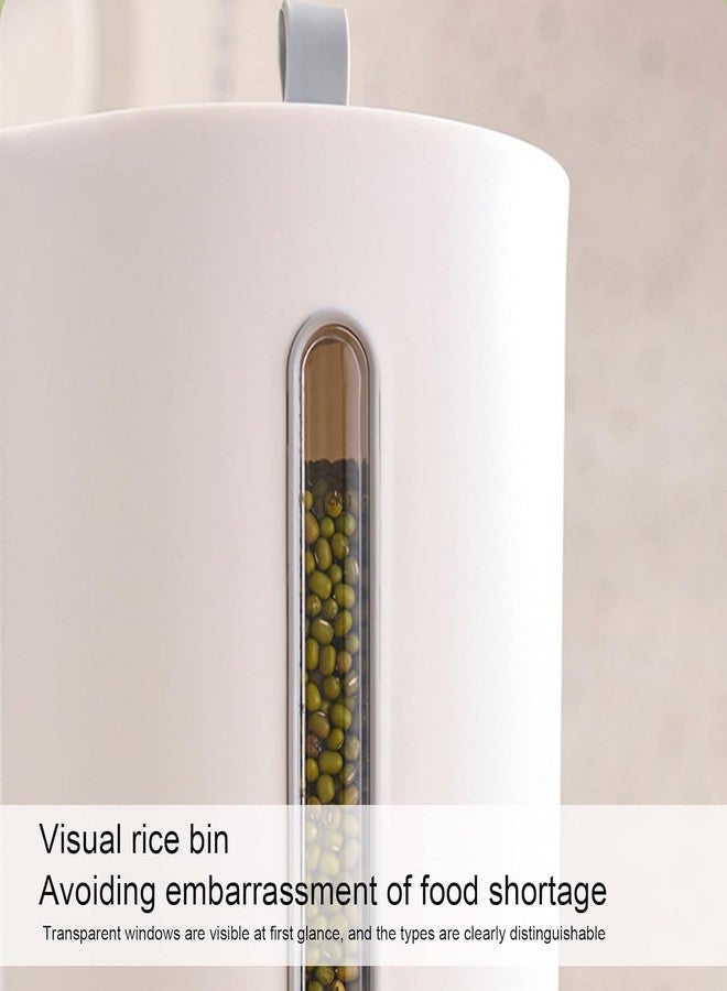 PROSFIA Dry Food Dispenser, Wall mounted 2 Grid Cereal Dispenser, Rice dispenser Kitchen Storage with Measuring Cup, Kitchen Household Moisture Proof Holder for Soybean, Grains, Nuts, Pet food - Image 4
