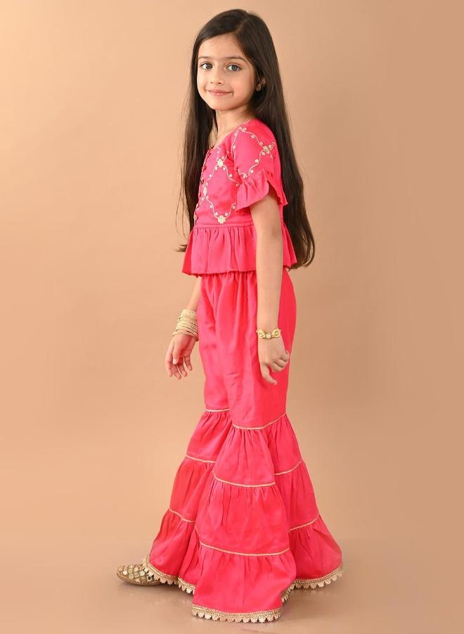 LILPICKS Girls Pink Kurta Set - Image 4
