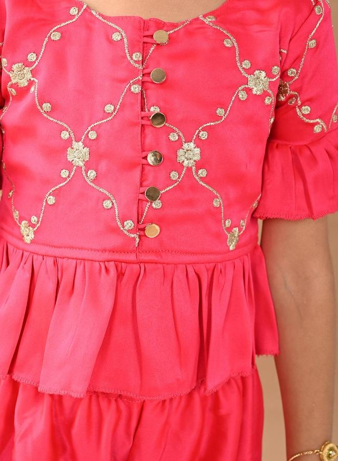 LILPICKS Girls Pink Kurta Set - Image 3