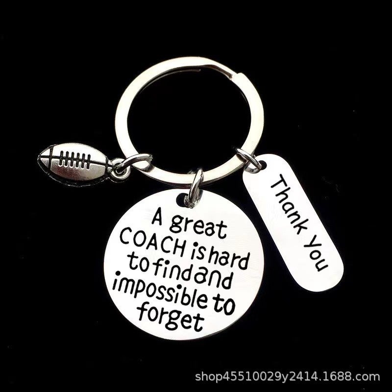 FootbAll BAsketbAll Rugby CoAch GrAduAtion Gift A great StAinless Steel EngrAved KeychAin EngrAved Qr Code Rugby H007-1 