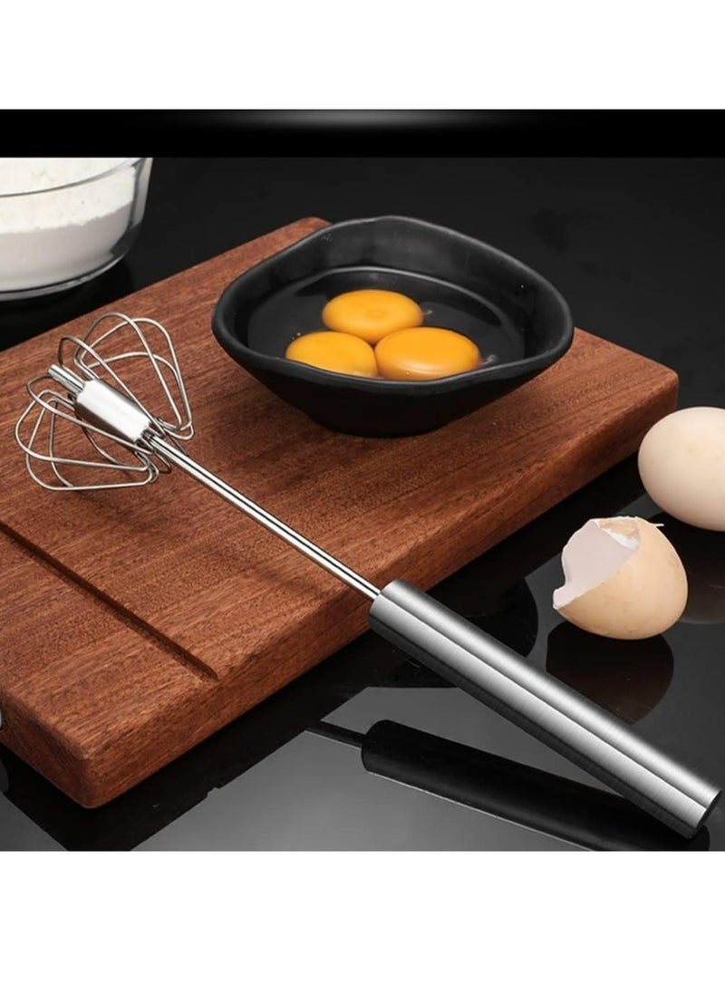 Generic - 1pc，stainless Steel Egg Whisk, Hand Push Rotary Whisk Blender, Versatile Milk Frother, Hand Push Mixer Stirrer for Blending, Whisking, Beating & Stirring - Image 1