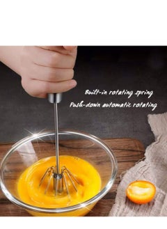 1pc，stainless Steel Egg Whisk, Hand Push Rotary Whisk Blender, Versatile Milk Frother, Hand Push Mixer Stirrer for Blending, Whisking, Beating & Stirring