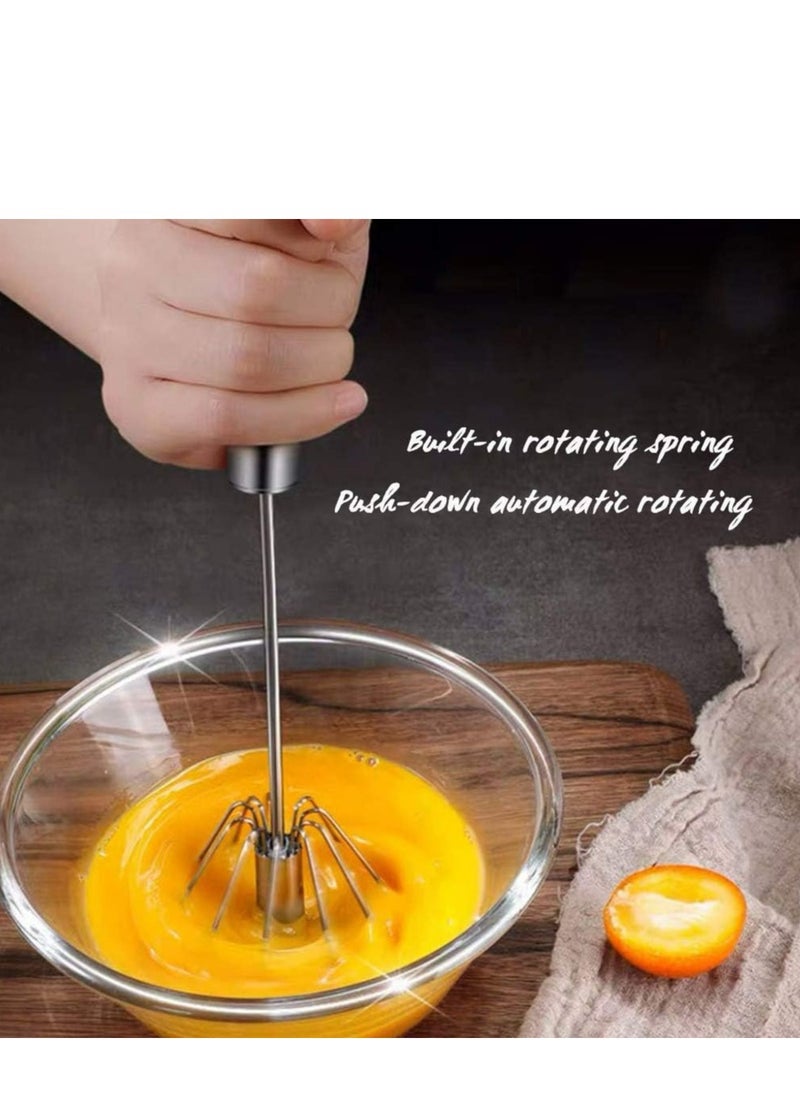 Generic - 1pc，stainless Steel Egg Whisk, Hand Push Rotary Whisk Blender, Versatile Milk Frother, Hand Push Mixer Stirrer for Blending, Whisking, Beating & Stirring - Image 1