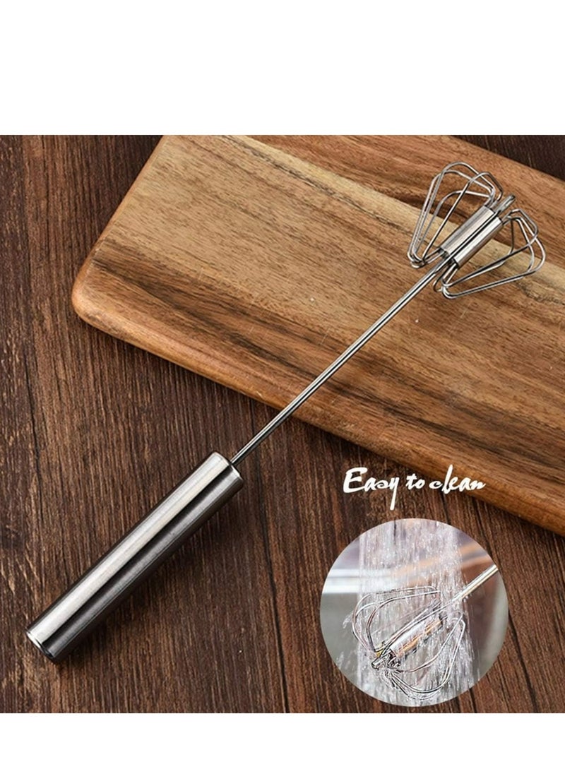 Generic - 1pc，stainless Steel Egg Whisk, Hand Push Rotary Whisk Blender, Versatile Milk Frother, Hand Push Mixer Stirrer for Blending, Whisking, Beating & Stirring - Image 1
