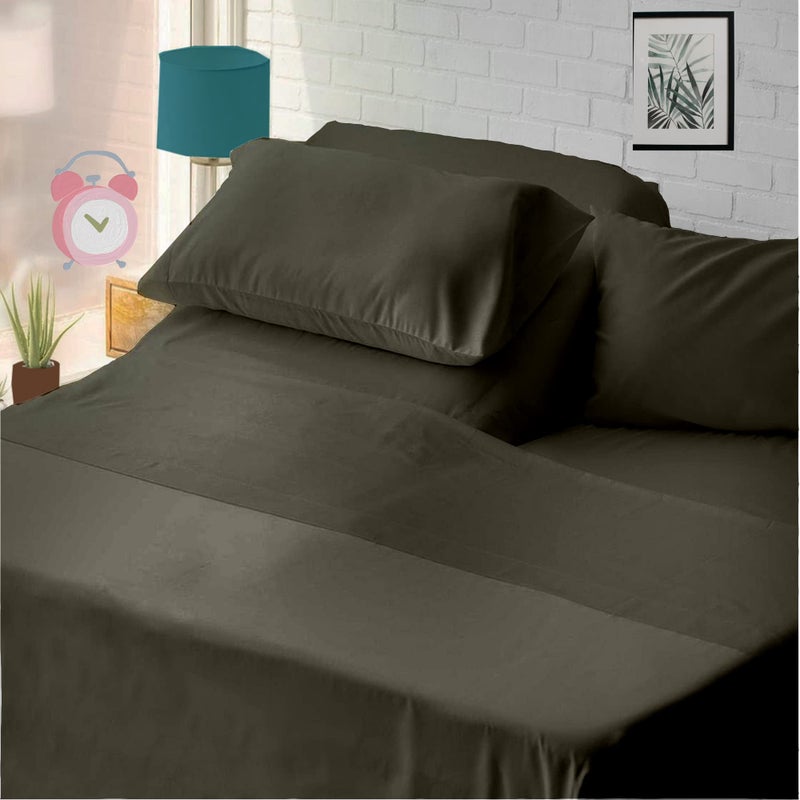 Cottingon Flex Top King Sheets for Sleep Number Bed 100% Egyptian Cotton- 400 TC Split Top King Sheets for Sleep Number Bed (4 Pcs) Flex Head King 34"" Top Split Sheets to fit Upto 16"" Deep Mattress (Dark Grey)  - Image 1