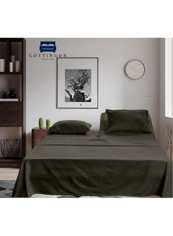 Cottingon Flex Top King Sheets for Sleep Number Bed 100% Egyptian Cotton- 400 TC Split Top King Sheets for Sleep Number Bed (4 Pcs) Flex Head King 34"" Top Split Sheets to fit Upto 16"" Deep Mattress (Dark Grey)  - Image 4