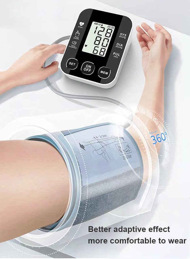 أوشن جهاز مراقبة ضغط الدم الإلكتروني، جهاز قياس ضغط الدم بأعلى الذراع، جهاز مراقبة ضغط الدم الرقمي للكفة القابلة للضبط، شاشة العرض المنزلية، جهاز ضغط الدم مع موجه الذاكرة الصوتية - Image 2