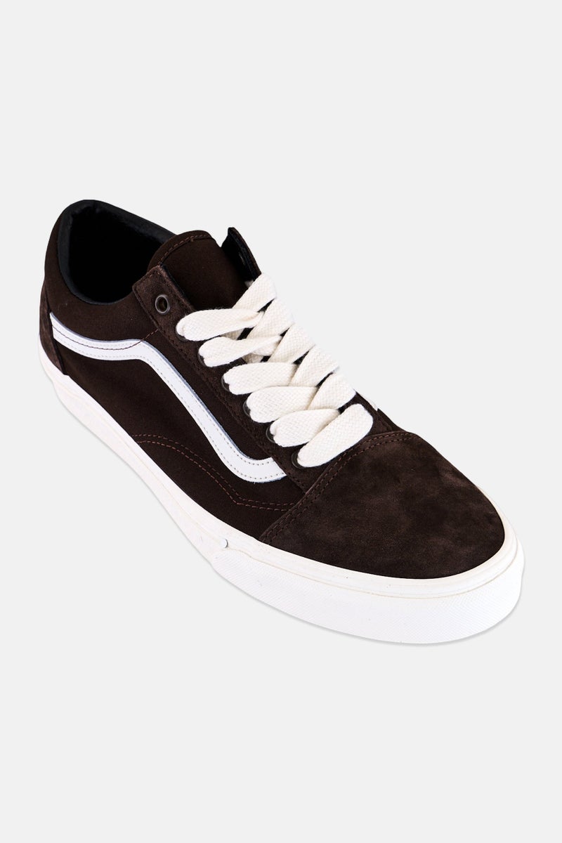 VANS Men Old Skool Lace Up Micro Suede Skateboarding Shoes, Brown - Image 1