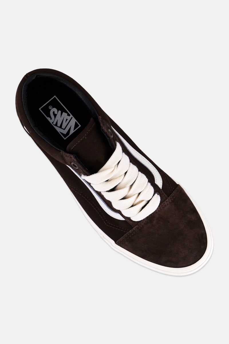 VANS Men Old Skool Lace Up Micro Suede Skateboarding Shoes, Brown - Image 4