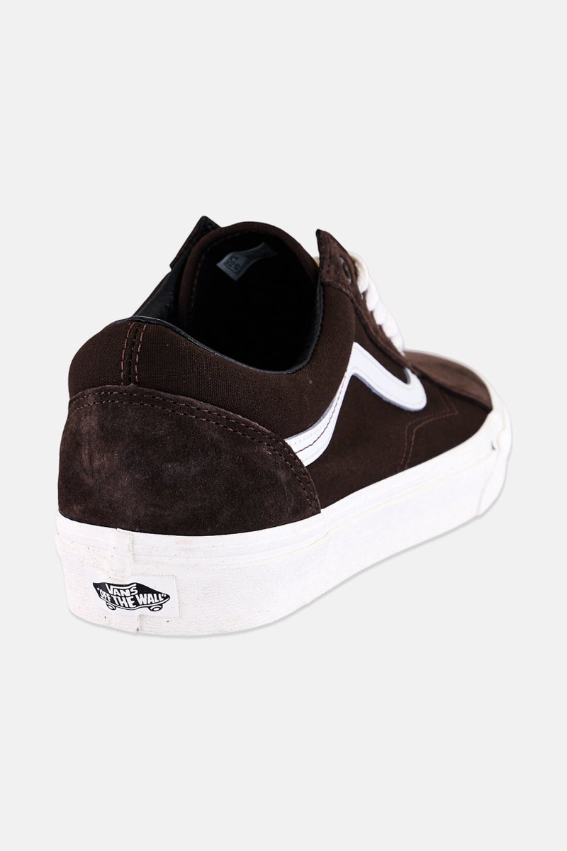 VANS Men Old Skool Lace Up Micro Suede Skateboarding Shoes, Brown - Image 3