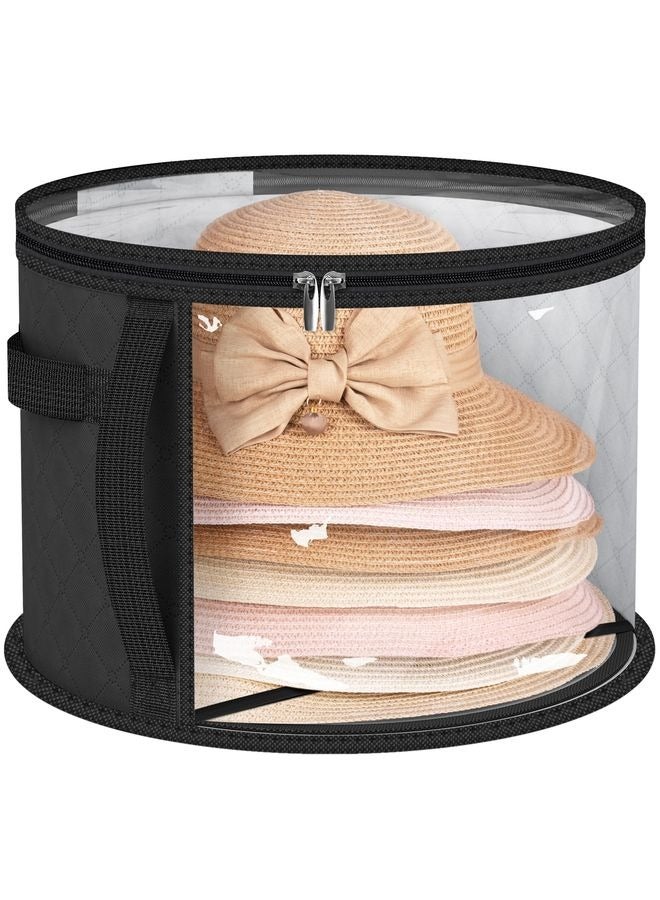HOMESTAR Oversized Clear Hat Storage Bag for Women, Holds up to 7 Caps Cowboy Hat Organizer for Closet, Wide Brims Hat Case with Carrying Handles (Black) - Image 1