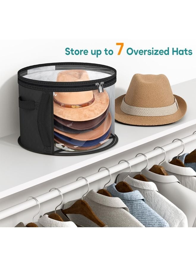 HOMESTAR Oversized Clear Hat Storage Bag for Women, Holds up to 7 Caps Cowboy Hat Organizer for Closet, Wide Brims Hat Case with Carrying Handles (Black) - Image 2