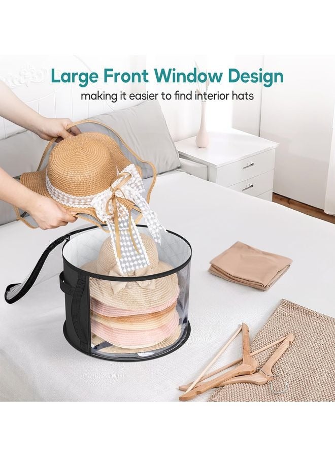 HOMESTAR Oversized Clear Hat Storage Bag for Women, Holds up to 7 Caps Cowboy Hat Organizer for Closet, Wide Brims Hat Case with Carrying Handles (Black) - Image 3