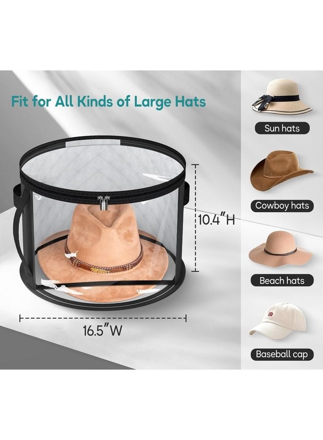 HOMESTAR Oversized Clear Hat Storage Bag for Women, Holds up to 7 Caps Cowboy Hat Organizer for Closet, Wide Brims Hat Case with Carrying Handles (Black) - Image 4