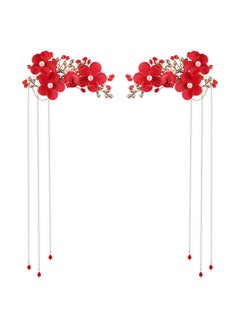 1 Pair Bridal Tassel Hairpins Flower Pearl Rhinestone Chinese Traditional Style Hair Clip Headdress Festive Wedding Hair Accessories For Bride Bridemate Women Girls Ladies Students(Red) - pzsku/Z15129105F1783342944CZ/45/_/1696664331/95ee613e-0689-4506-a1a9-de4c5dfcfd5f