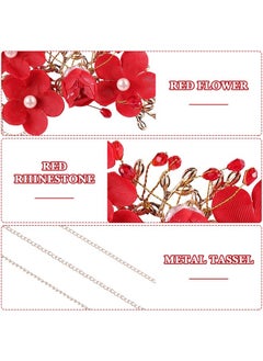 1 Pair Bridal Tassel Hairpins Flower Pearl Rhinestone Chinese Traditional Style Hair Clip Headdress Festive Wedding Hair Accessories For Bride Bridemate Women Girls Ladies Students(Red) - pzsku/Z15129105F1783342944CZ/45/_/1696664334/3abed4e1-67d1-4664-bcab-3ca15d1f6731