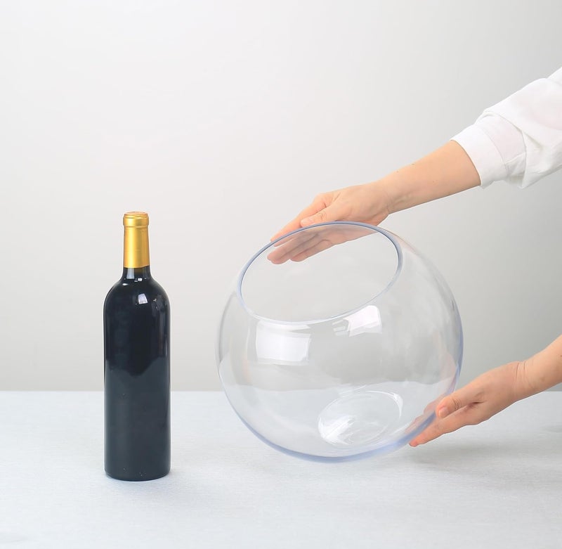 CYS EXCEL Large Bubble (H-10.5" W-12, Approx. 4 Gal.) | Multiple Size Choices Fish Glass Round Bowl Terrarium | Globe Flower Vase Centerpiece, Clear - Image 3