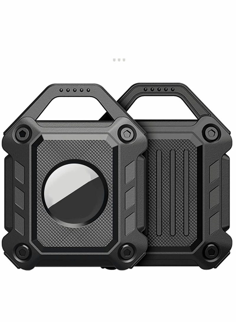 SYOSI Holder Keychain Compatible Apple Airtag, Heavy Duty Case for Air Tag Tracker Dog Collar Key Ring with Screen Protector (Black 2-Pack) - Image 1