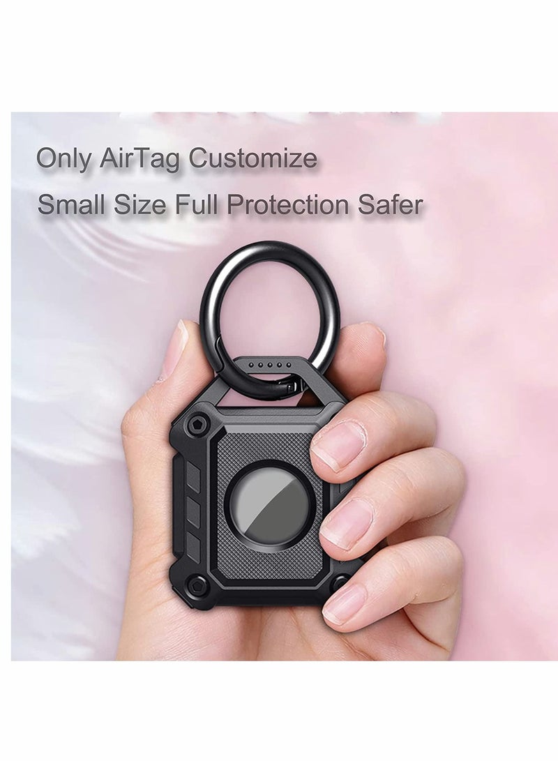 SYOSI Holder Keychain Compatible Apple Airtag, Heavy Duty Case for Air Tag Tracker Dog Collar Key Ring with Screen Protector (Black 2-Pack) - Image 2