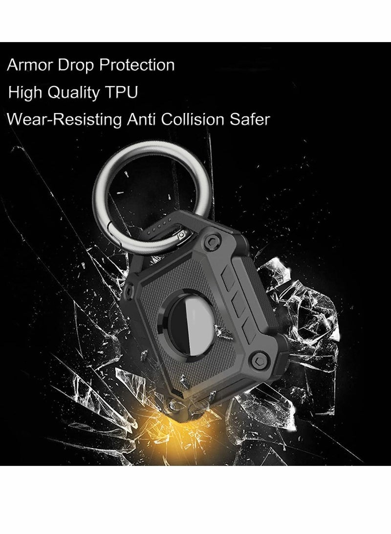 SYOSI Holder Keychain Compatible Apple Airtag, Heavy Duty Case for Air Tag Tracker Dog Collar Key Ring with Screen Protector (Black 2-Pack) - Image 4