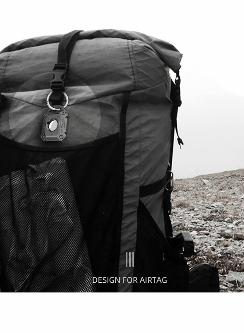 SYOSI Holder Keychain Compatible Apple Airtag, Heavy Duty Case for Air Tag Tracker Dog Collar Key Ring with Screen Protector (Black 2-Pack) - Image 5