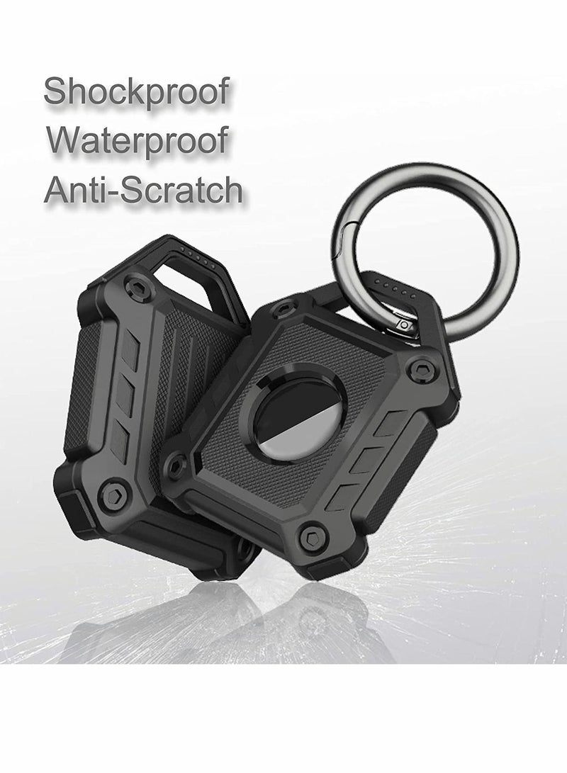 SYOSI Holder Keychain Compatible Apple Airtag, Heavy Duty Case for Air Tag Tracker Dog Collar Key Ring with Screen Protector (Black 2-Pack) - Image 3