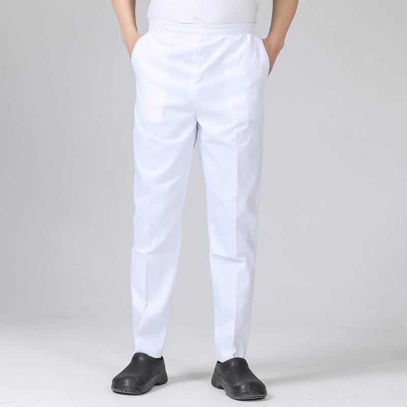 Overalls wholesale in stock hotel restaurant striped chef work pants elastic band elastic overalls overalls White pants-[fully elastic]