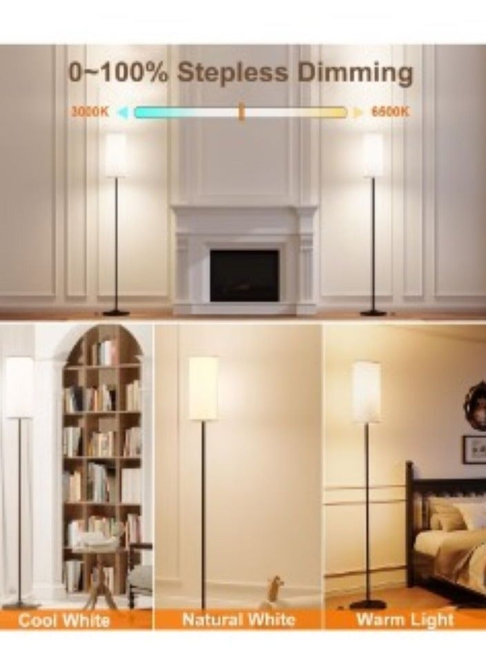 Floor Lamps for Living Room Standing Modern Floor Lamp with Remote Control LED Bedroom Lamp for Study Hotel 4 Color Temperatures Adjustable Black Pole Linen - Image 2