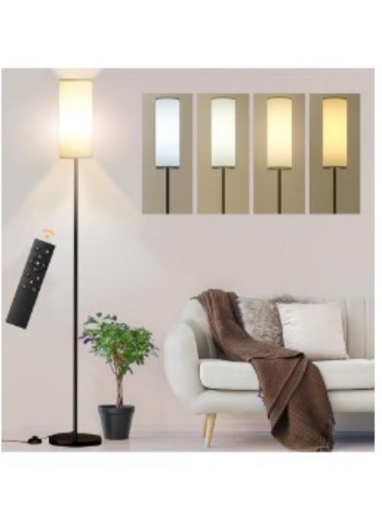Floor Lamps for Living Room Standing Modern Floor Lamp with Remote Control LED Bedroom Lamp for Study Hotel 4 Color Temperatures Adjustable Black Pole Linen - Image 1