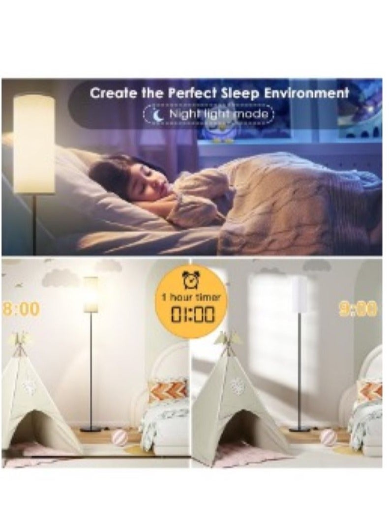 Floor Lamps for Living Room Standing Modern Floor Lamp with Remote Control LED Bedroom Lamp for Study Hotel 4 Color Temperatures Adjustable Black Pole Linen - Image 5