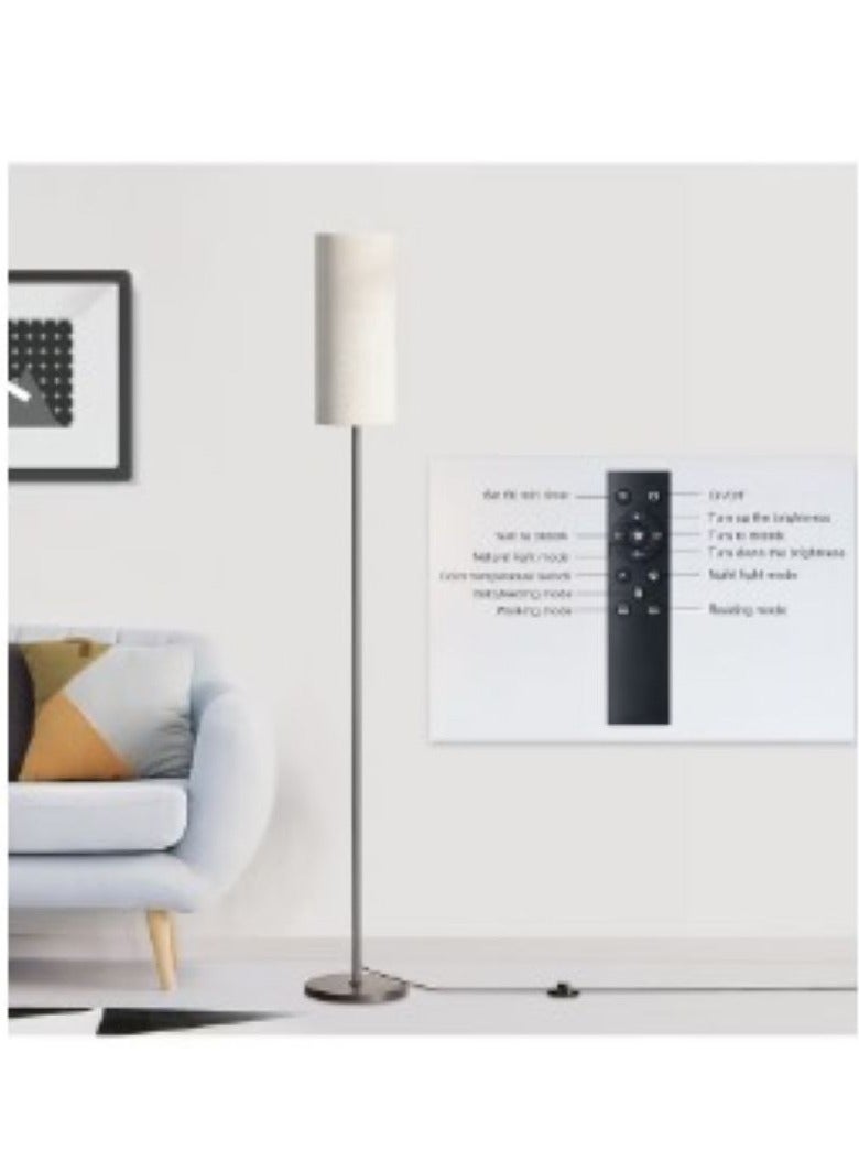 Floor Lamps for Living Room Standing Modern Floor Lamp with Remote Control LED Bedroom Lamp for Study Hotel 4 Color Temperatures Adjustable Black Pole Linen - Image 4